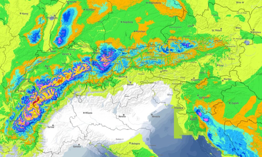 Sneeuw in de Alpen de komende dagen.